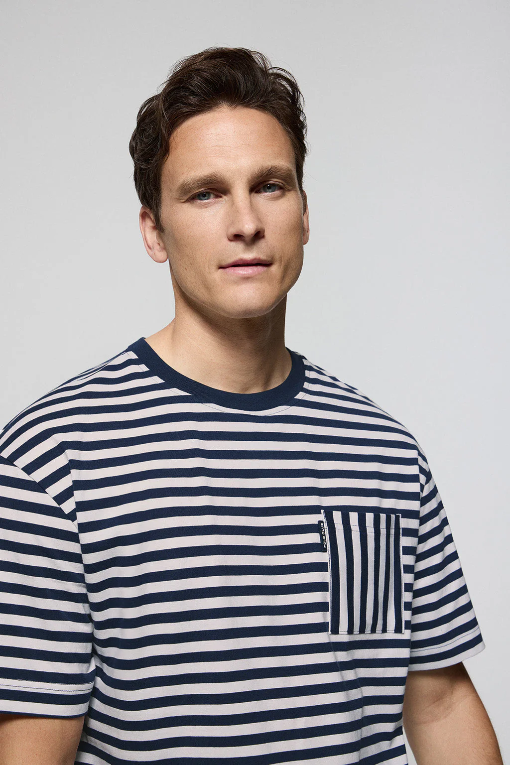 White & blue striped sailor Timothee tee with Polo Club detail - Image 3
