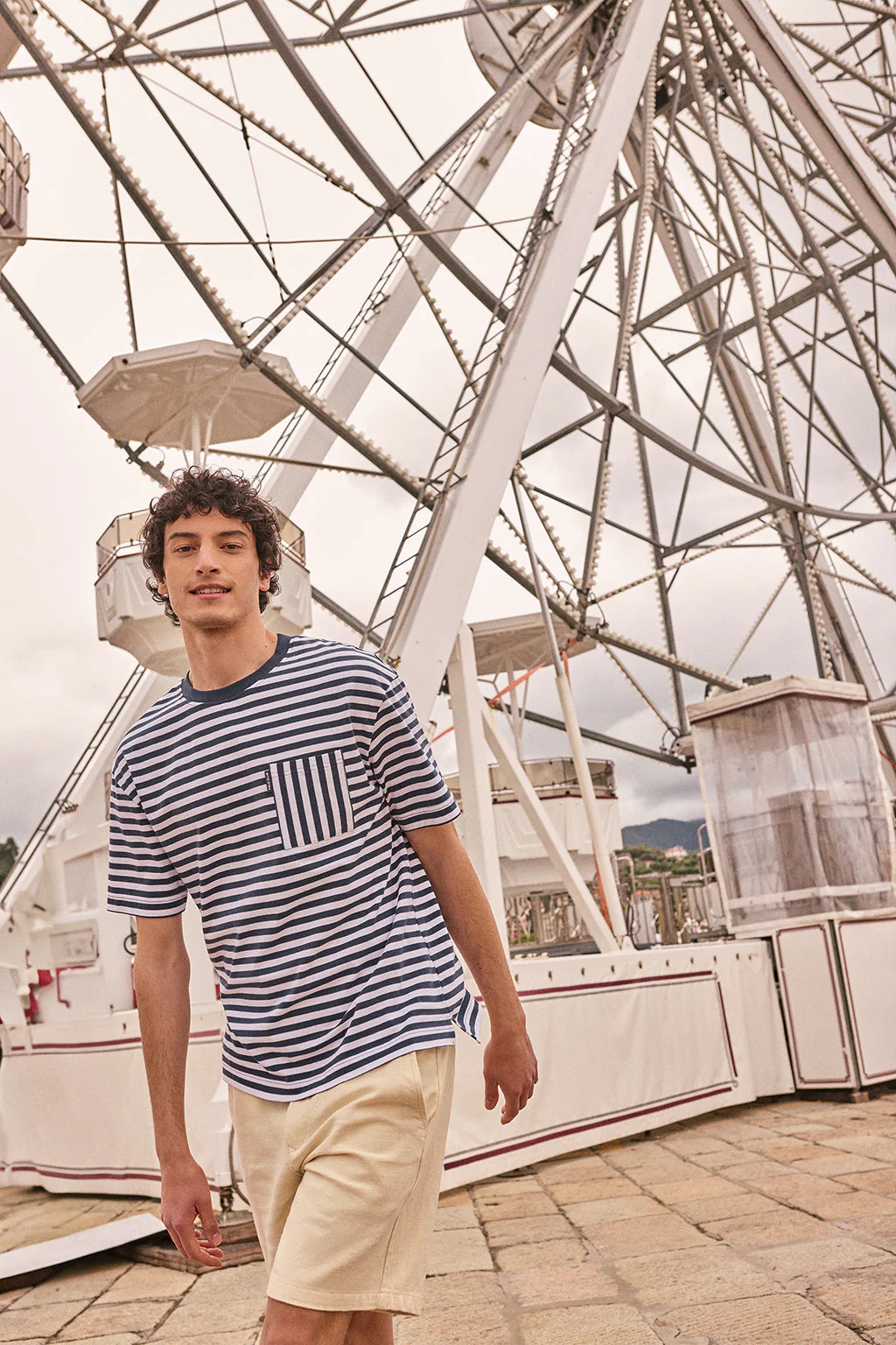 White & blue striped sailor Timothee tee with Polo Club detail - Image 7