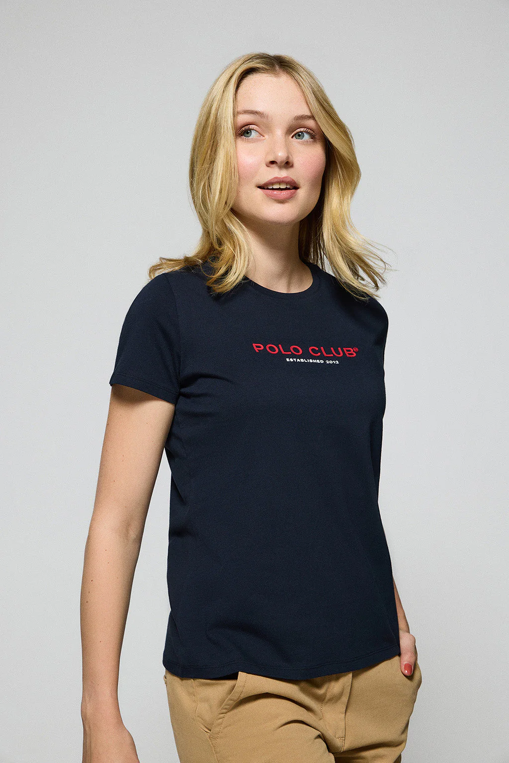Navy-blue round-neck T-shirt with Polo Club rubber logo - Image 2