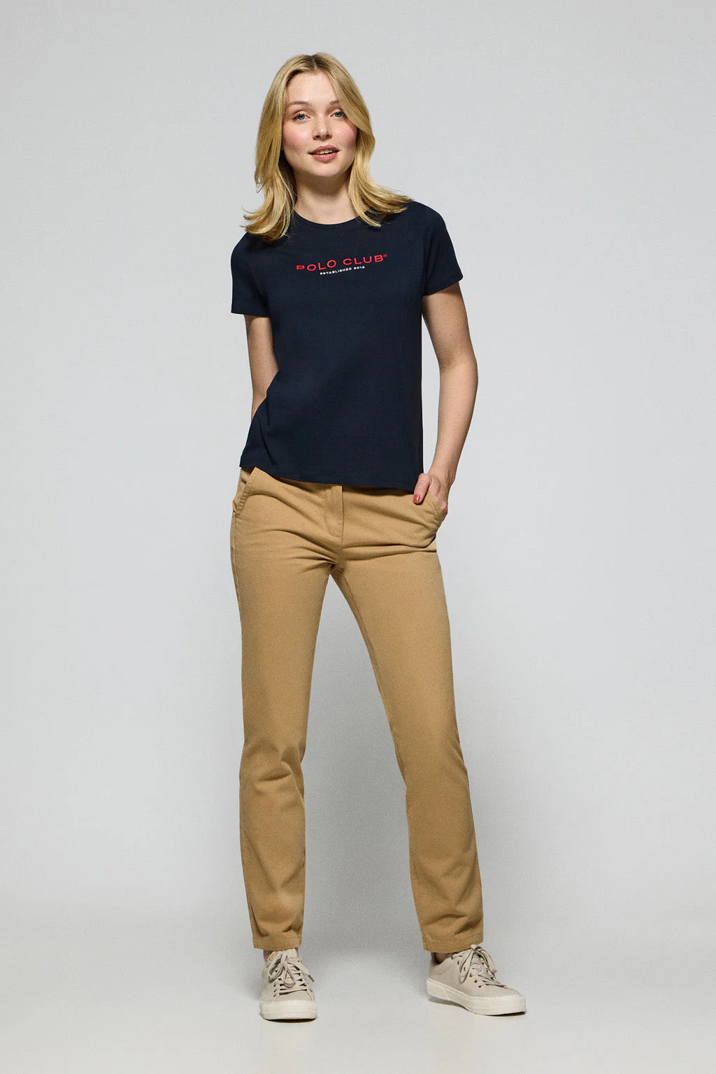 Navy-blue round-neck T-shirt with Polo Club rubber logo - Image 4