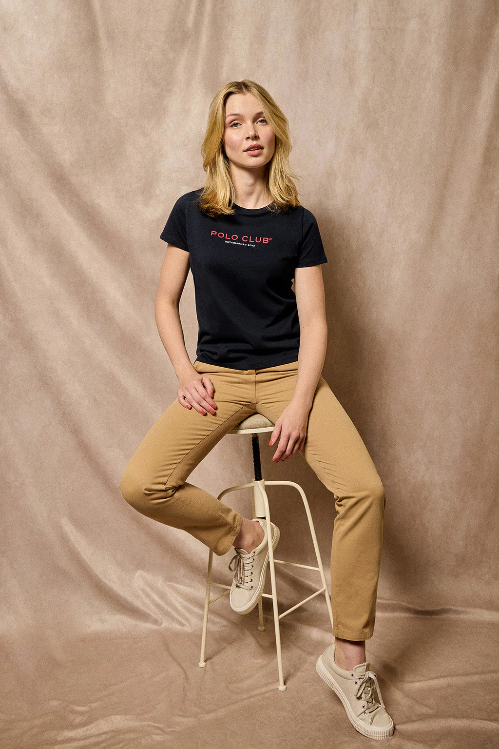 Navy-blue round-neck T-shirt with Polo Club rubber logo - Image 6