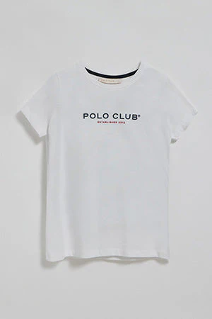 White round-neck T-shirt with Polo Club rubber logo - Image 10