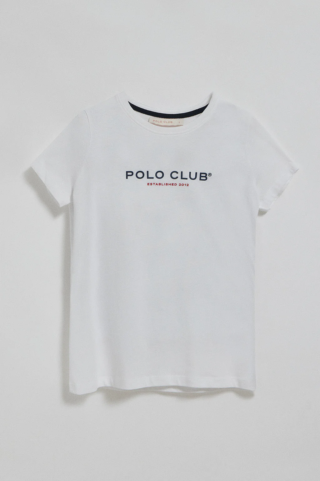 White round-neck T-shirt with Polo Club rubber logo - Image 6