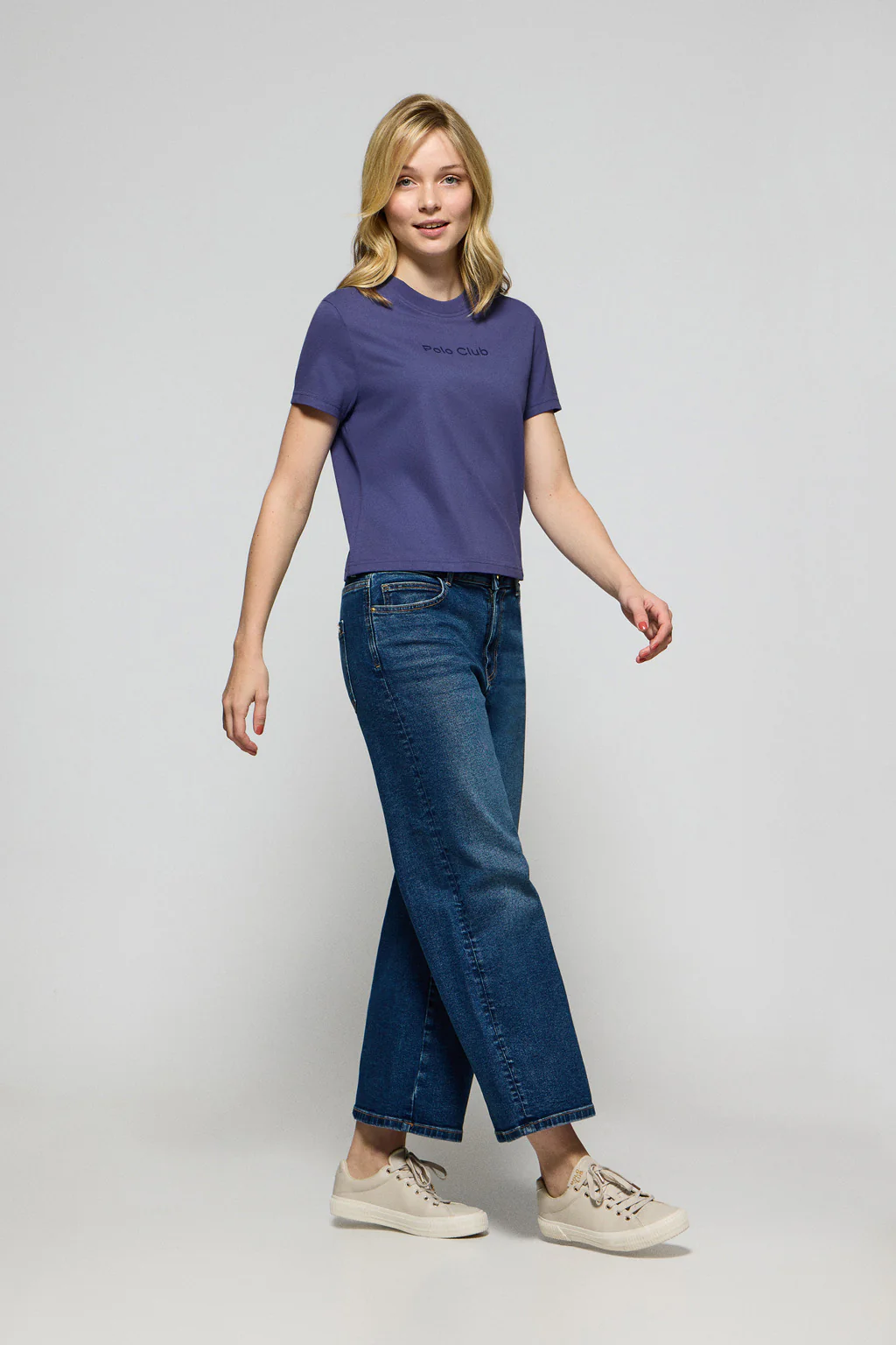 Ocean-blue T-shirt Tori with Polo Club Minimal Combo logo - Image 4