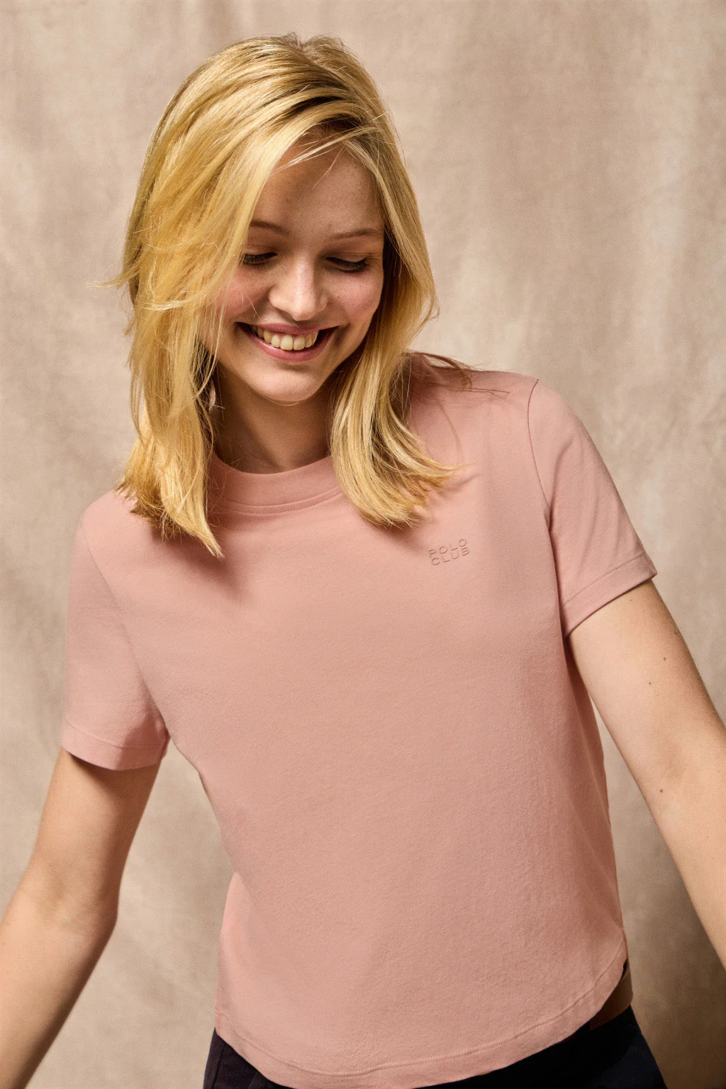 Pale-pink T-shirt Tori with Polo Club rubber print