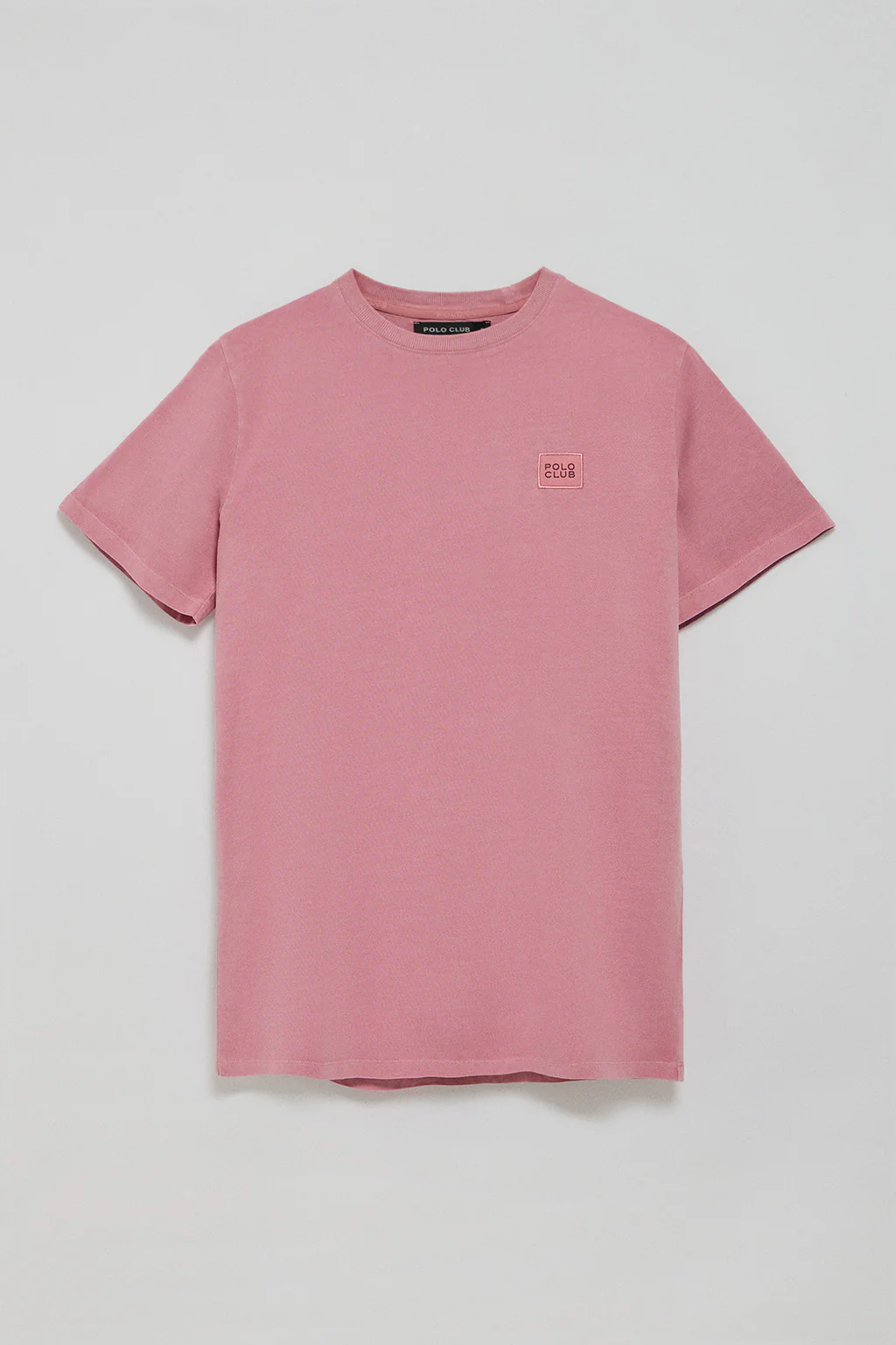 Dusty-pink garment-dyed T-shirt with Polo Club detail - Image 5