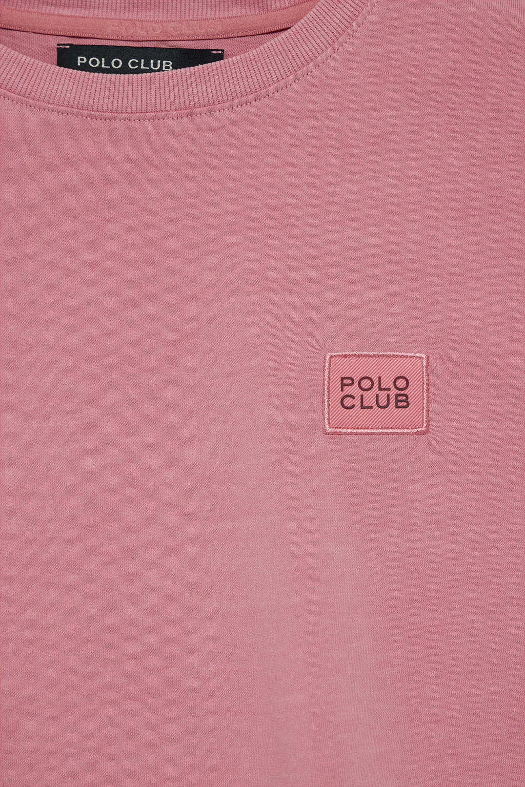 Dusty-pink garment-dyed T-shirt with Polo Club detail - Image 6