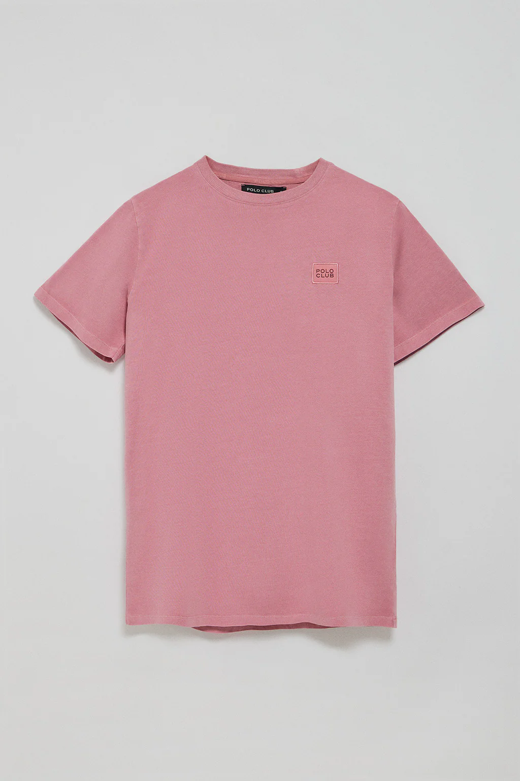 Dusty-pink garment-dyed T-shirt with Polo Club detail - Image 7