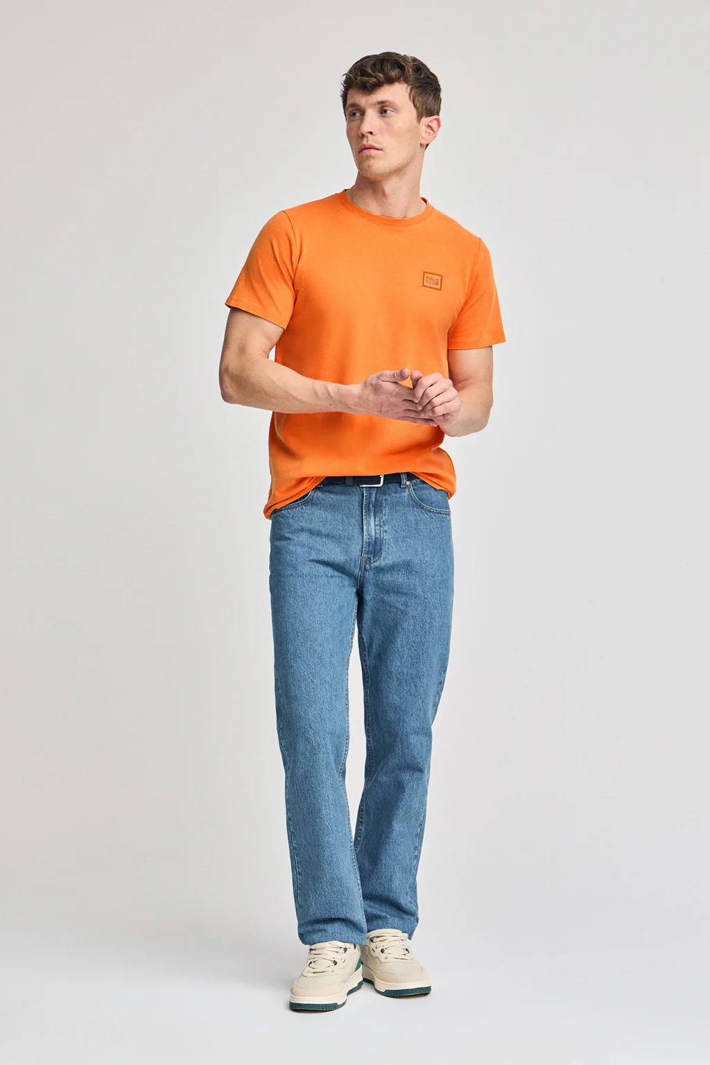 Orange garment-dyed T-shirt with Polo Club detail - Image 4