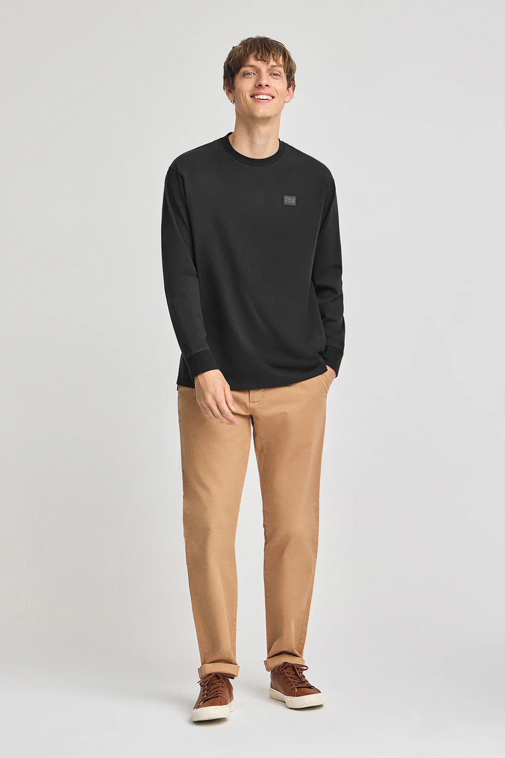 Black loose-fit T-shirt with Polo Club detail - Image 4