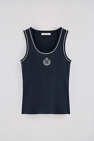 Navy-blue tank top with nautical patch - Image 8