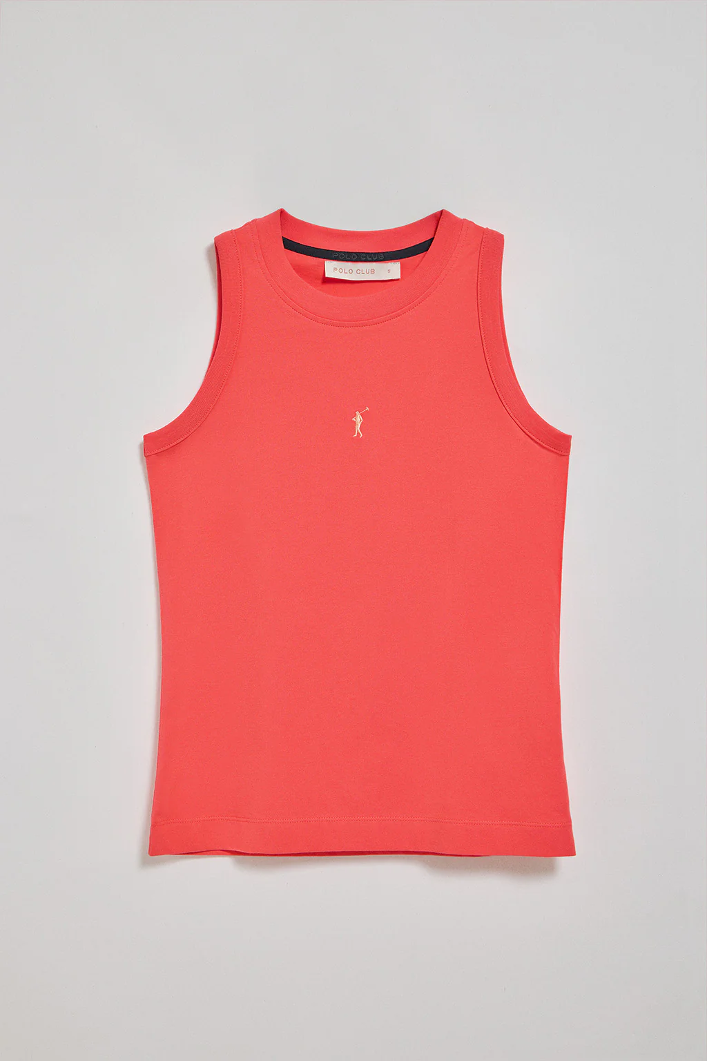Coral sleeveless basic tee with round neck and Rigby Go embroidered logo - Image 8