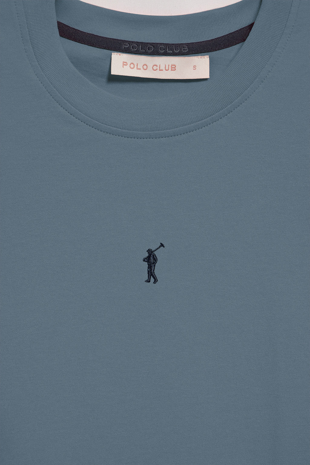 Denim-blue sleeveless basic tee with round neck and Rigby Go embroidered logo - Image 6