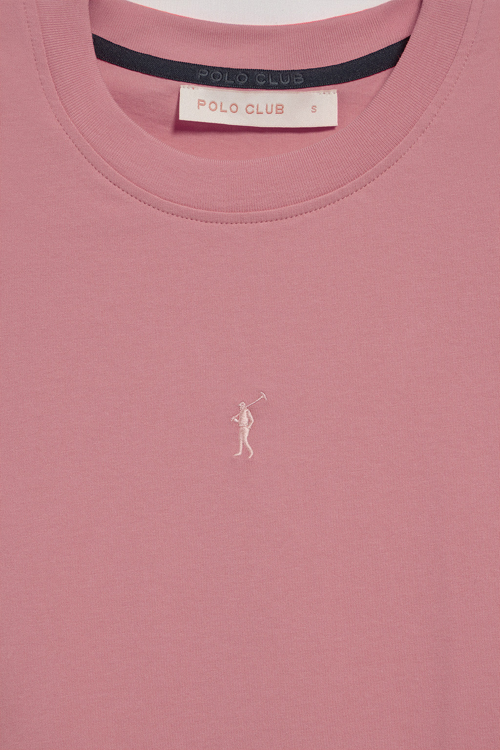Dusty-pink sleeveless basic tee with round neck and Rigby Go embroidered logo - Image 6