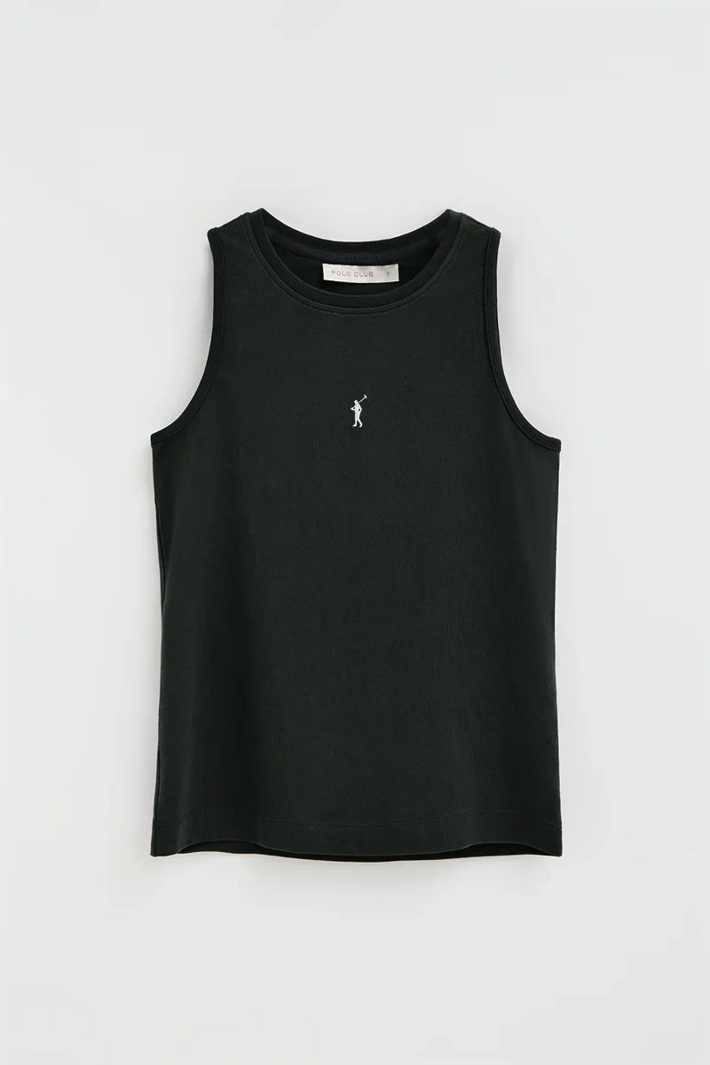 Black sleeveless T-shirt with slim fit and Rigby Go embroidery - Image 8