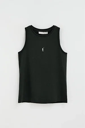 Black sleeveless T-shirt with slim fit and Rigby Go embroidery - Image 9