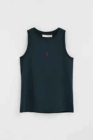 Navy-blue sleeveless T-shirt with slim fit and Rigby Go embroidery - Image 10