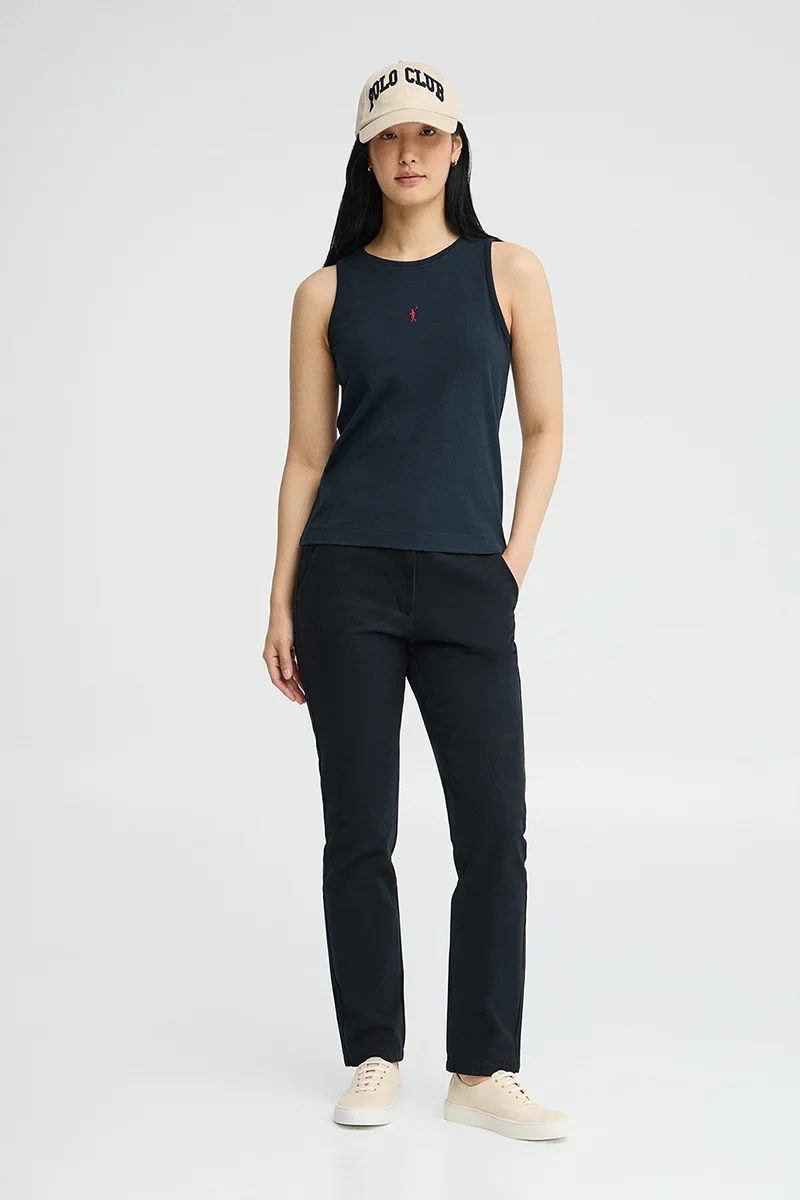 Navy-blue sleeveless T-shirt with slim fit and Rigby Go embroidery - Image 3