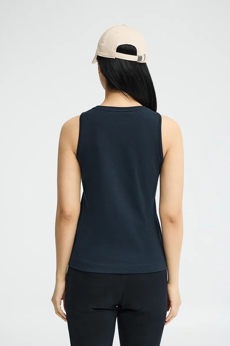 Navy-blue sleeveless T-shirt with slim fit and Rigby Go embroidery - Image 4