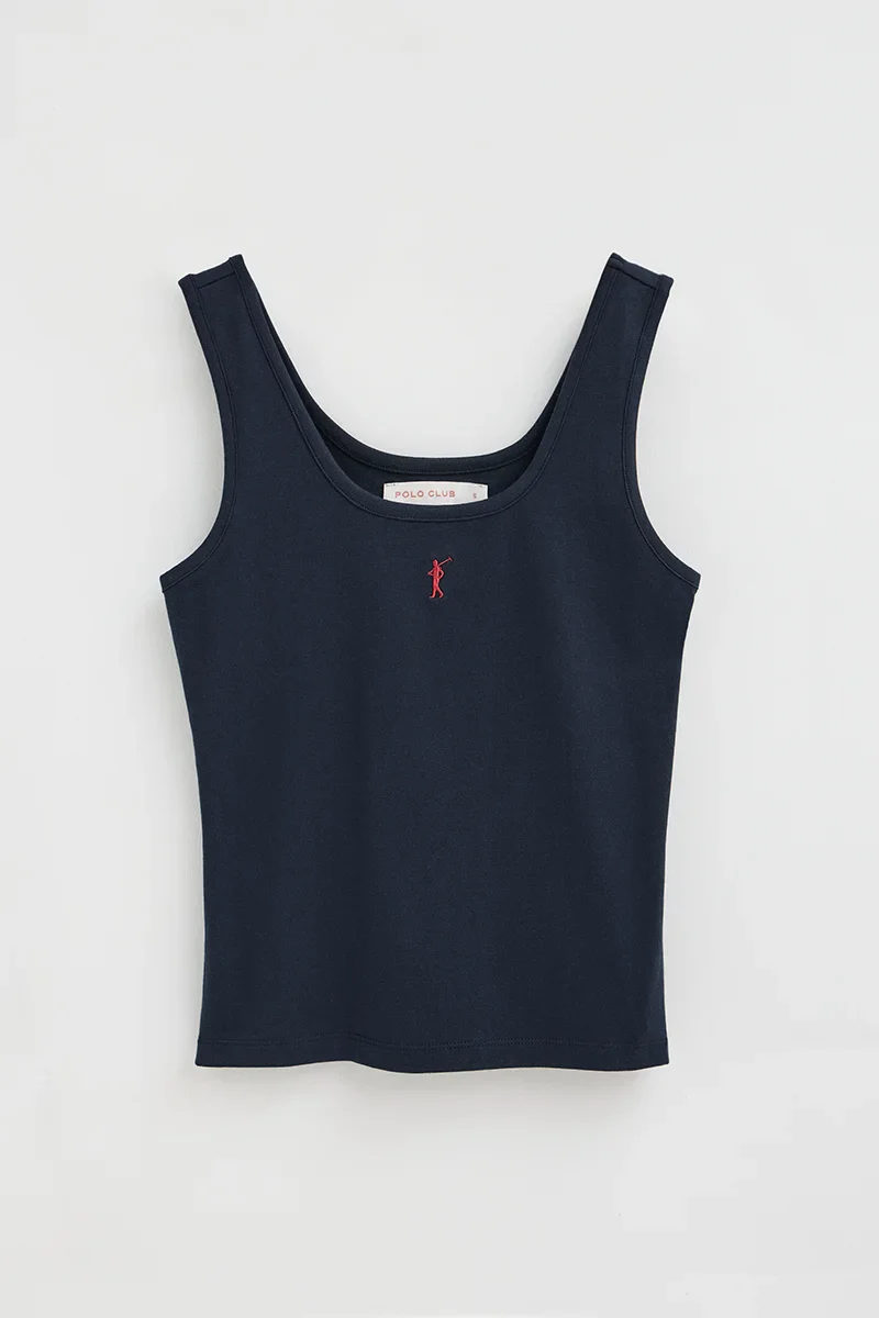 Navy-blue tank top with slim fit and Rigby Go embroidery - Image 9