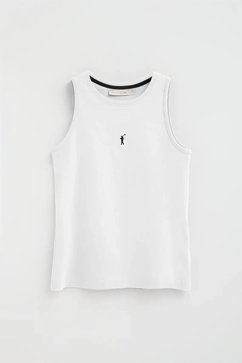 White sleeveless T-shirt with slim fit and Rigby Go embroidery - Image 10