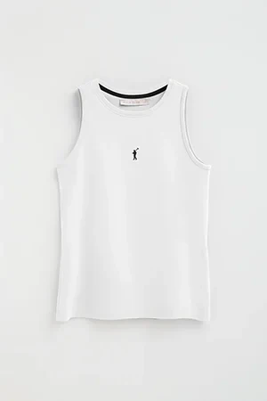 White sleeveless T-shirt with slim fit and Rigby Go embroidery - Image 11