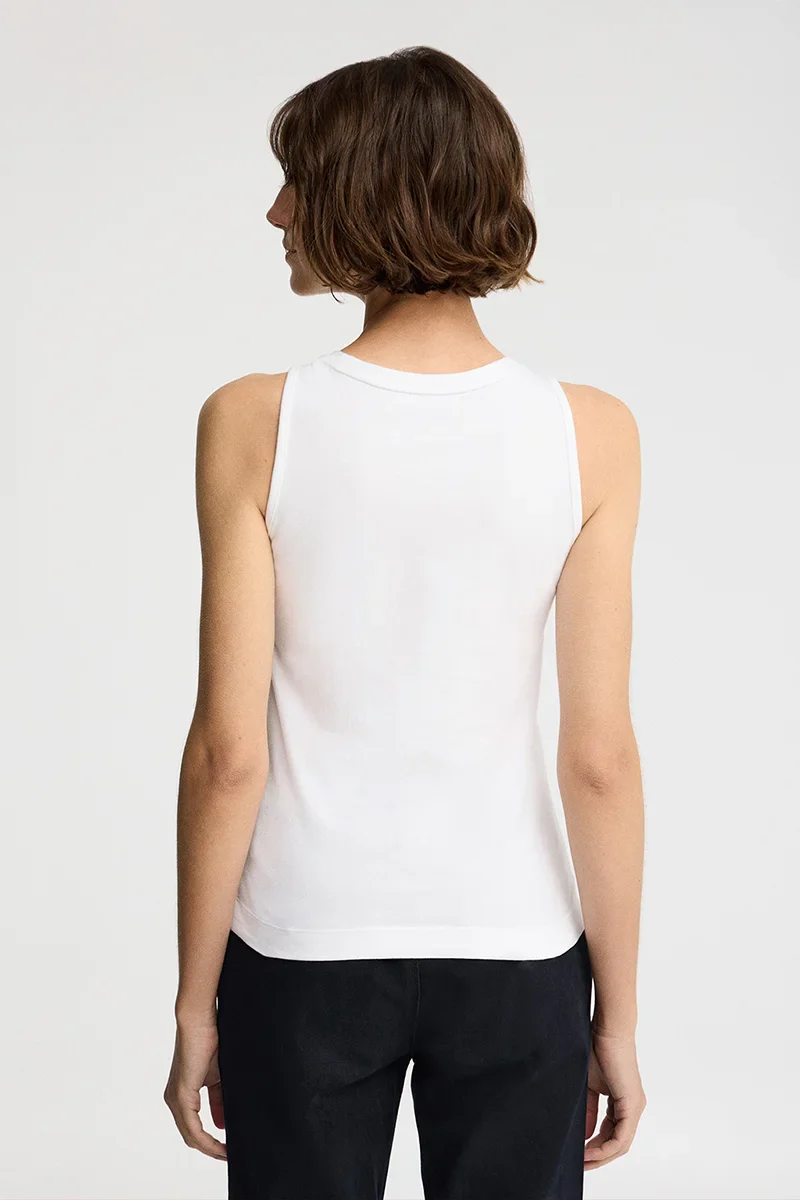 White sleeveless T-shirt with slim fit and Rigby Go embroidery - Image 5
