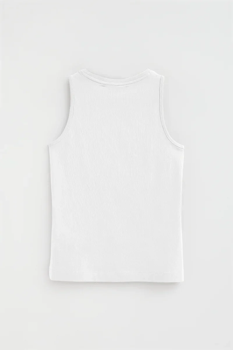 White sleeveless T-shirt with slim fit and Rigby Go embroidery - Image 9