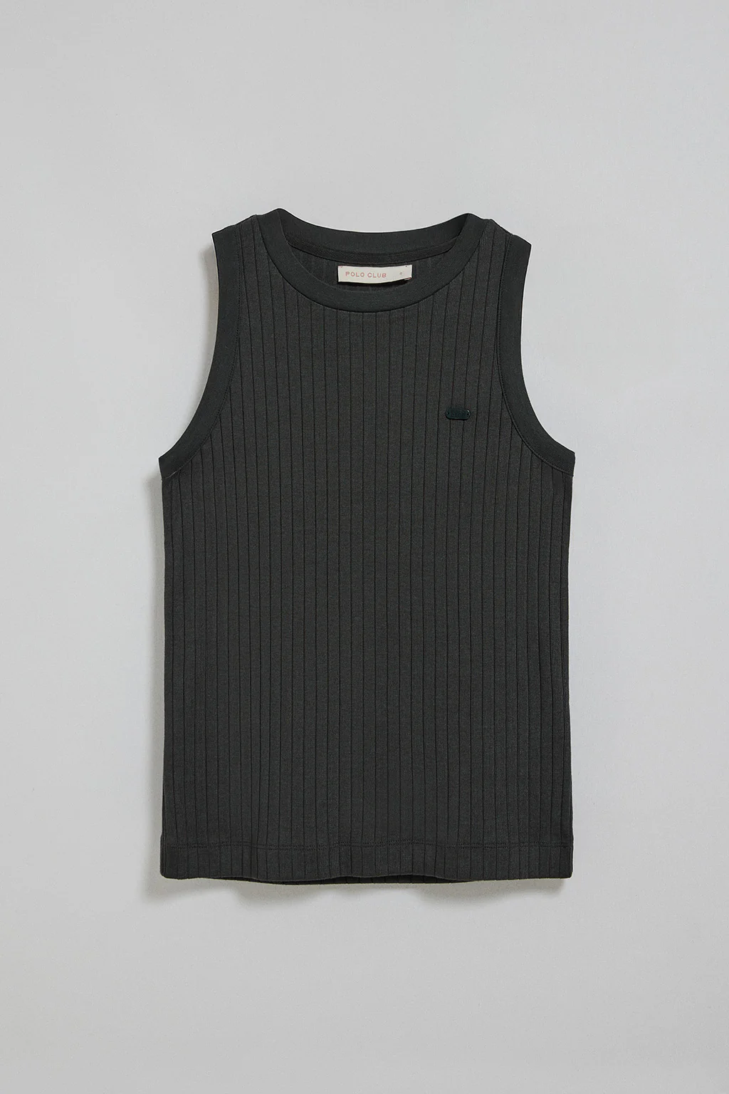 Black ribbed tanker top Tamika with Polo Club pearly button - Image 5