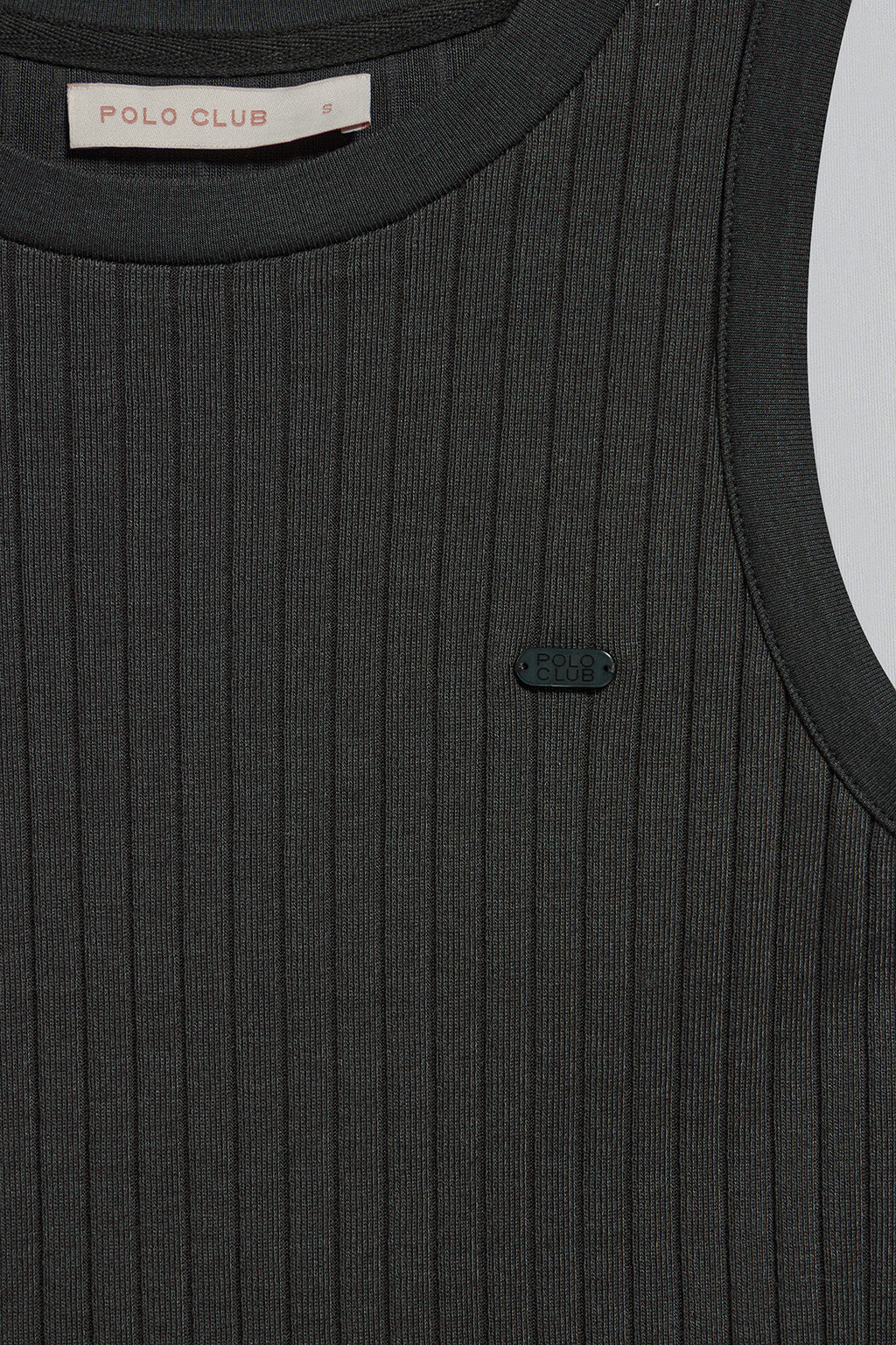 Black ribbed tanker top Tamika with Polo Club pearly button - Image 7