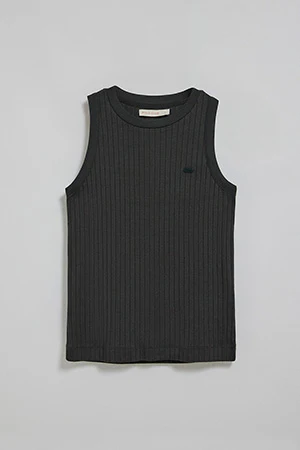 Black ribbed tanker top Tamika with Polo Club pearly button - Image 9