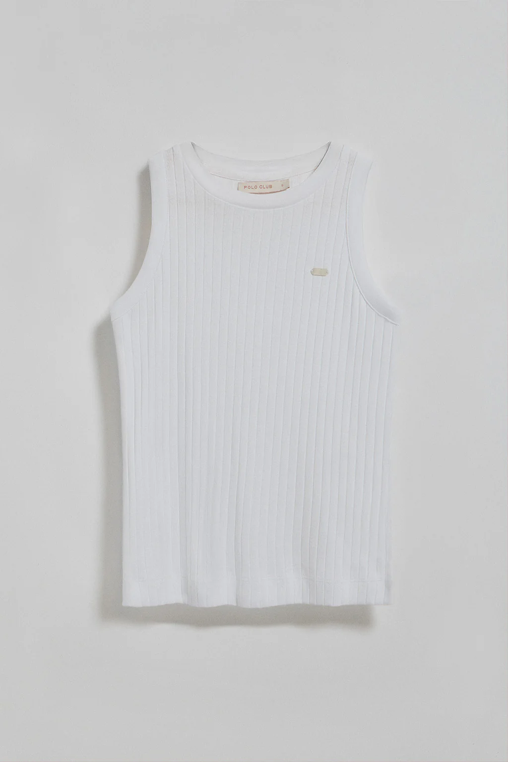 White ribbed tanker top Tamika with Polo Club pearly button - Image 5