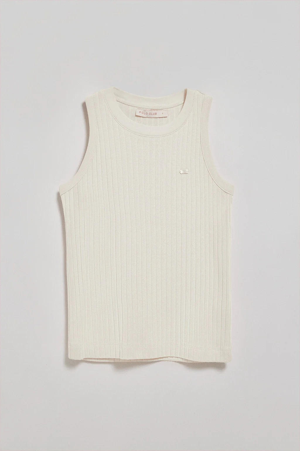 Nude ribbed tank top Tamika with Polo Club pearly button - Image 7