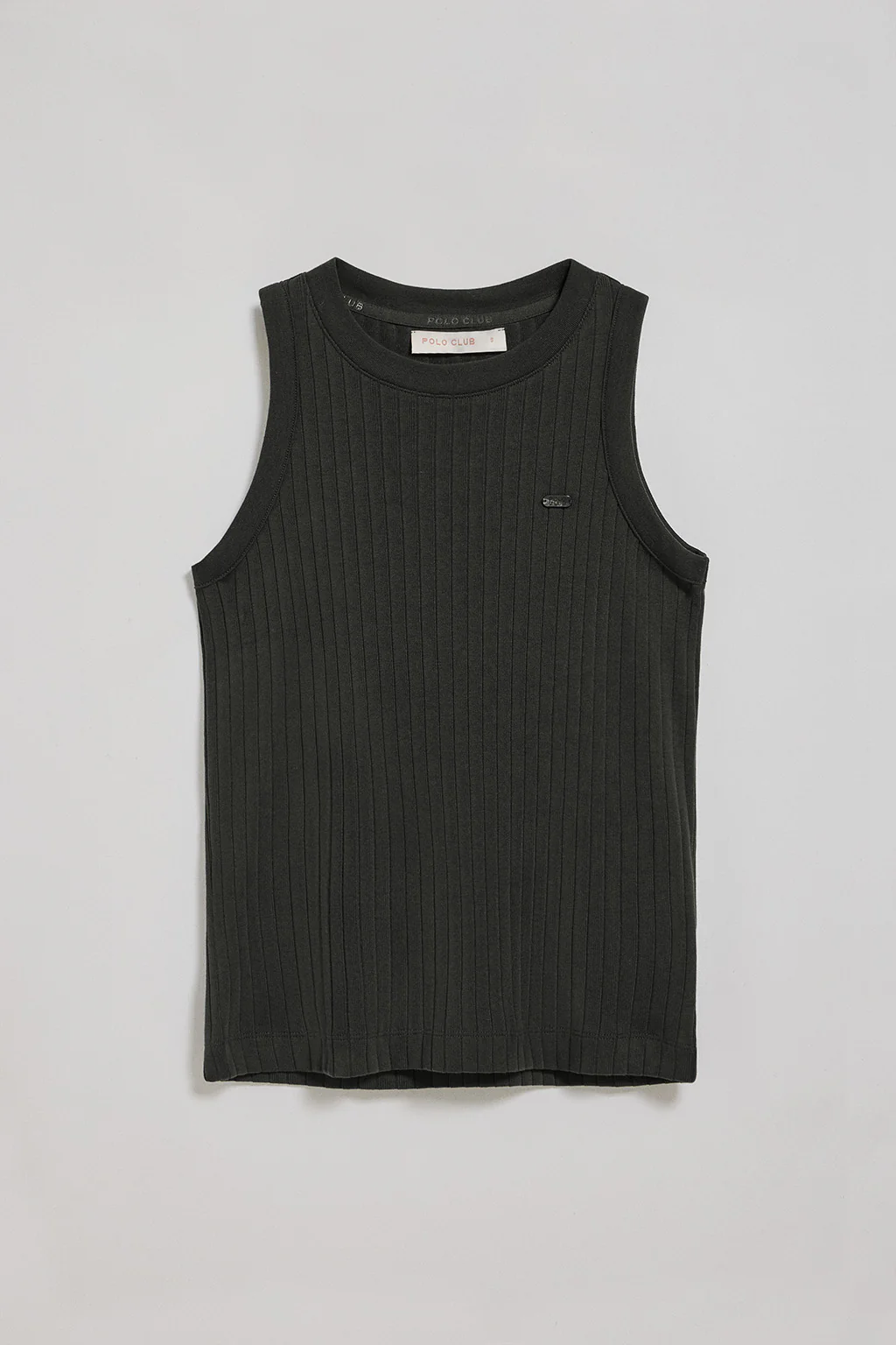 Black ribbed tanker top Tamika with Polo Club pearly button - Image 5