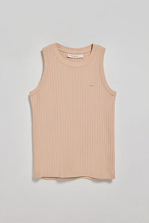 Blush-pink ribbed tank top Tamika with Polo Club pearly button - Image 8