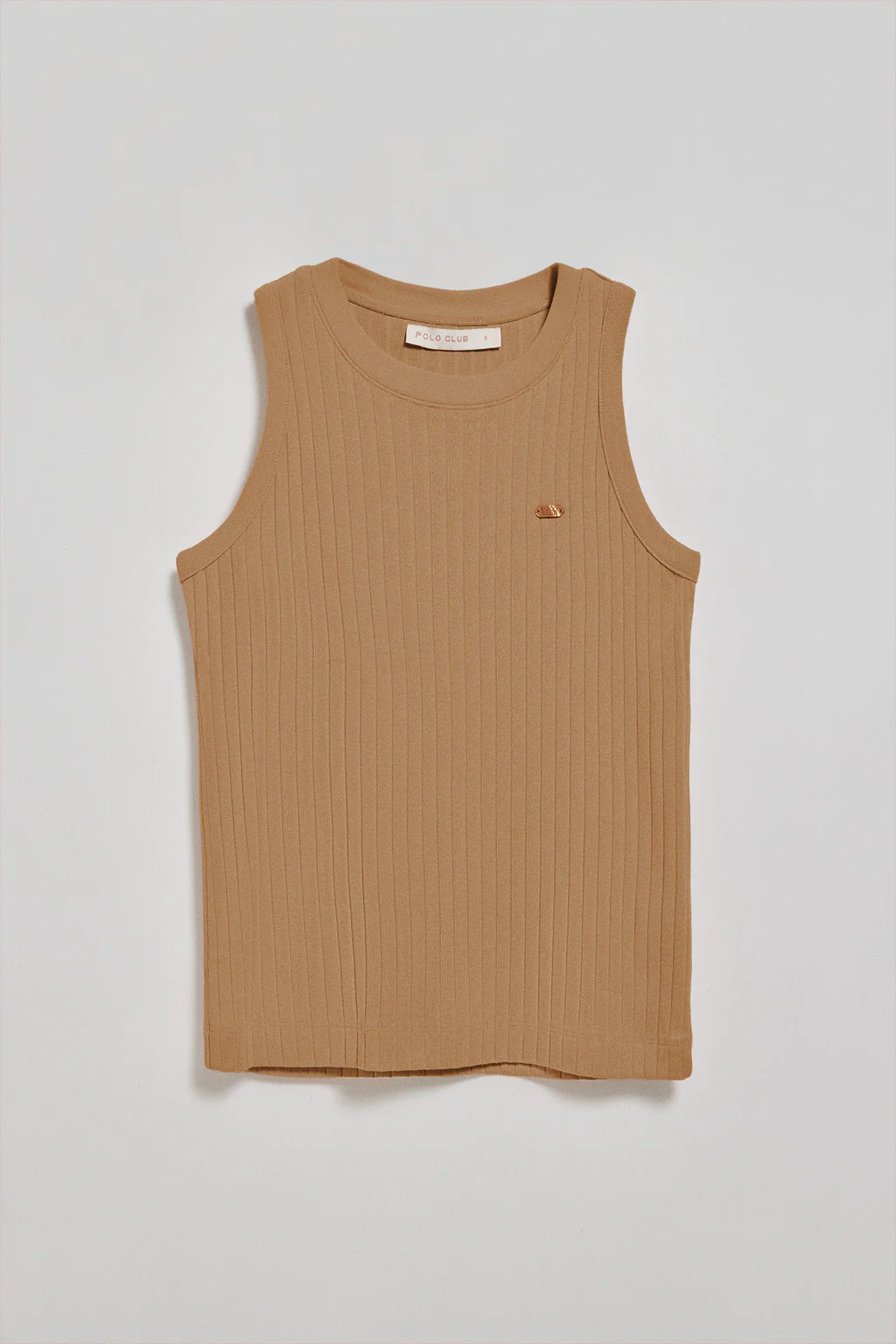 Camel ribbed tank top Tamika with Polo Club pearly button - Image 8