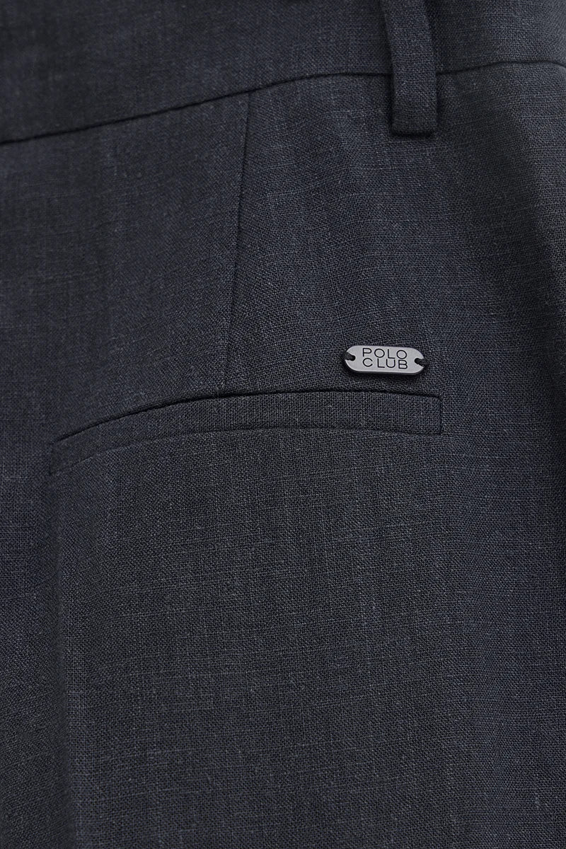 Navy-blue relaxed-fit linen trousers Alice with Polo Club logo - Image 2