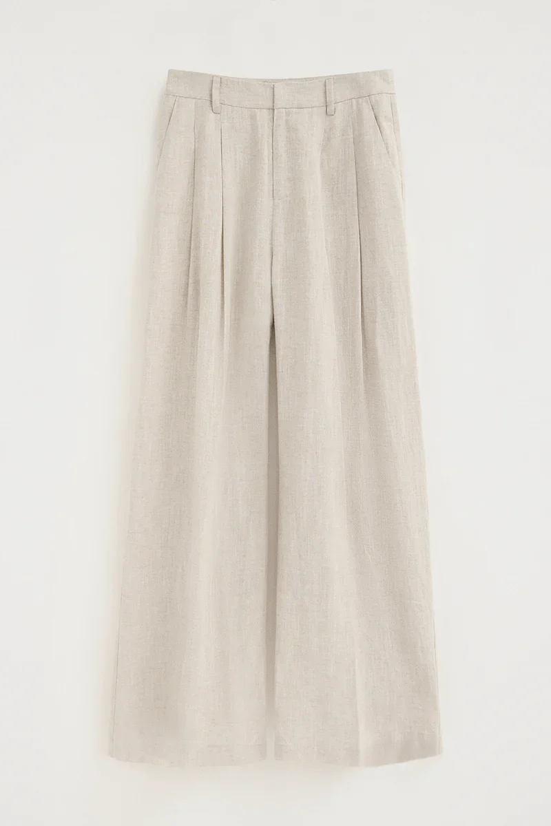 Nude relaxed-fit linen trousers Alice with Polo Club logo - Image 6