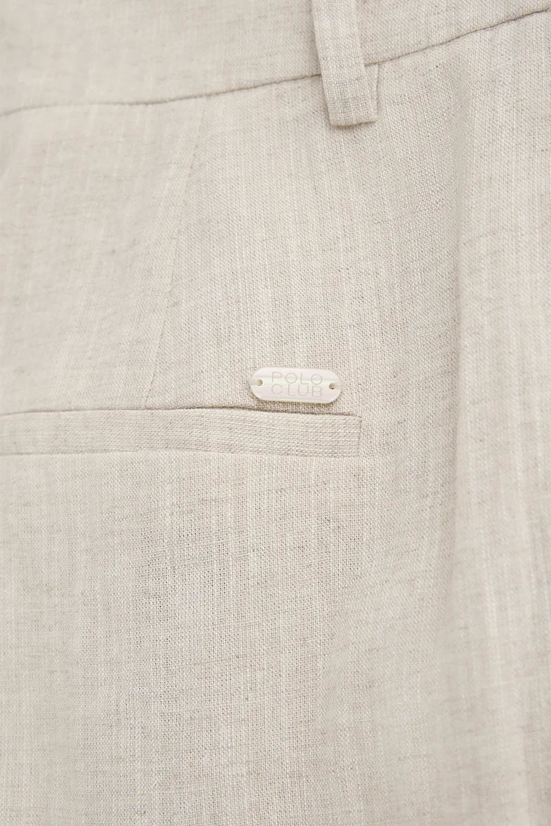 Nude relaxed-fit linen trousers Alice with Polo Club logo - Image 7