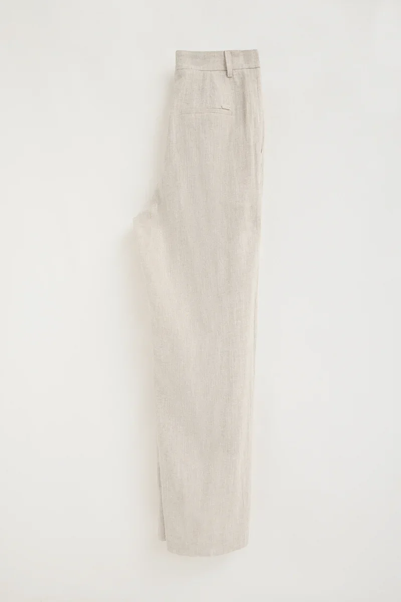 Nude relaxed-fit linen trousers Alice with Polo Club logo - Image 8