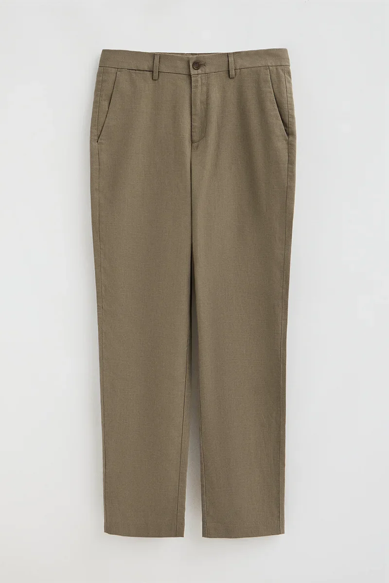 Khaki cotton-linen trousers Belami with regular fit and Polo Club logo - Image 10