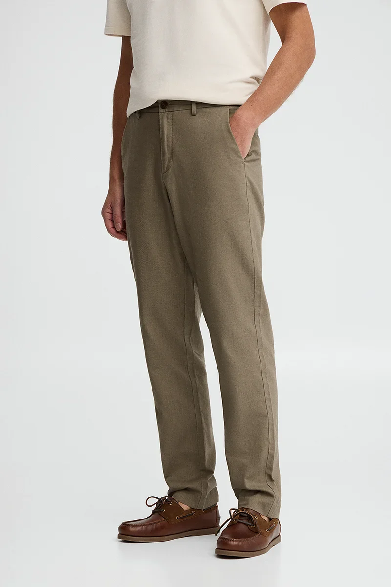 Khaki cotton-linen trousers Belami with regular fit and Polo Club logo - Image 4