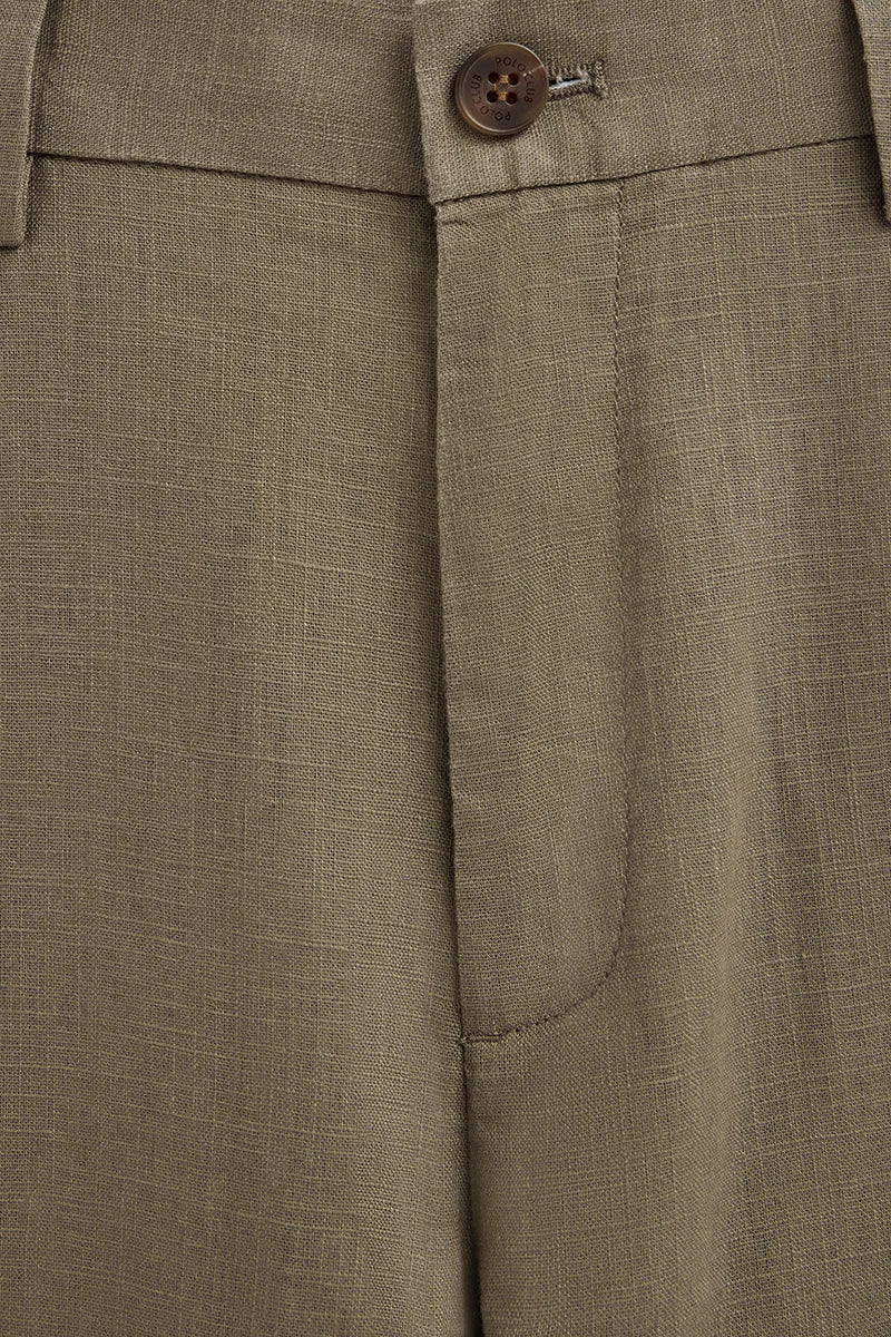 Khaki cotton-linen trousers Belami with regular fit and Polo Club logo - Image 7