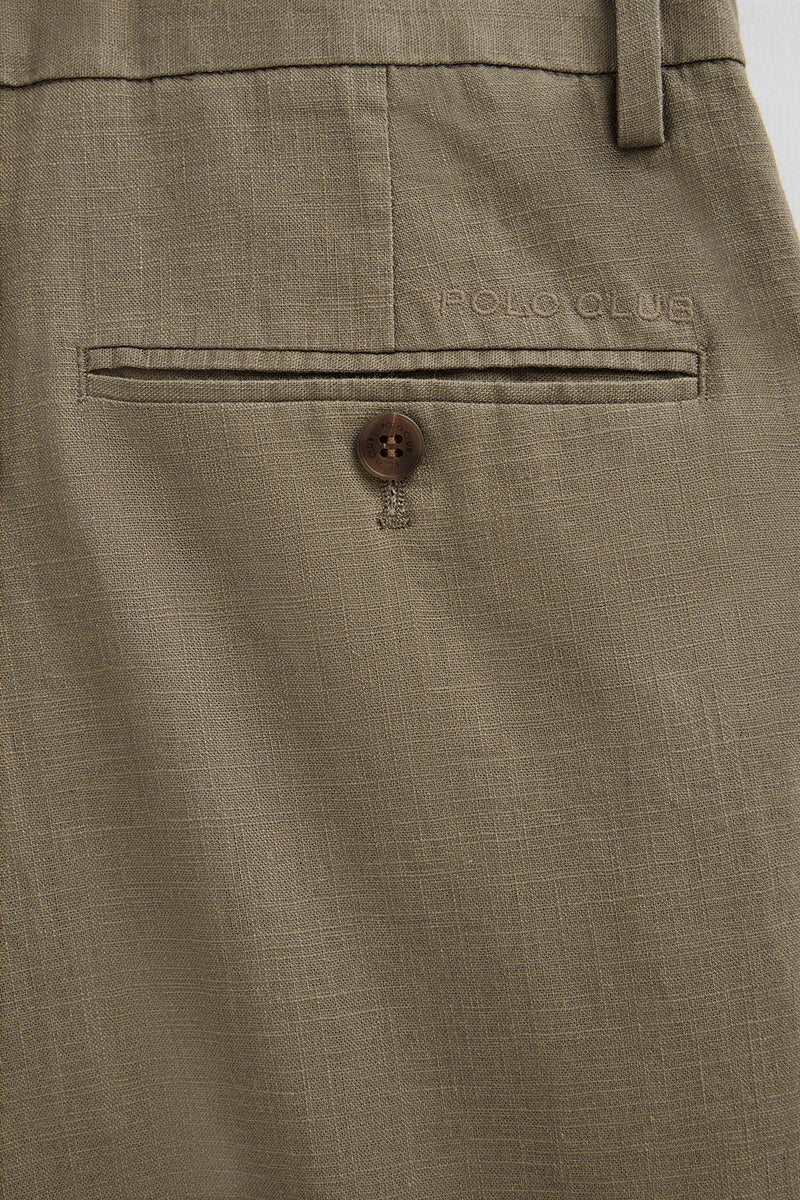 Khaki cotton-linen trousers Belami with regular fit and Polo Club logo - Image 8