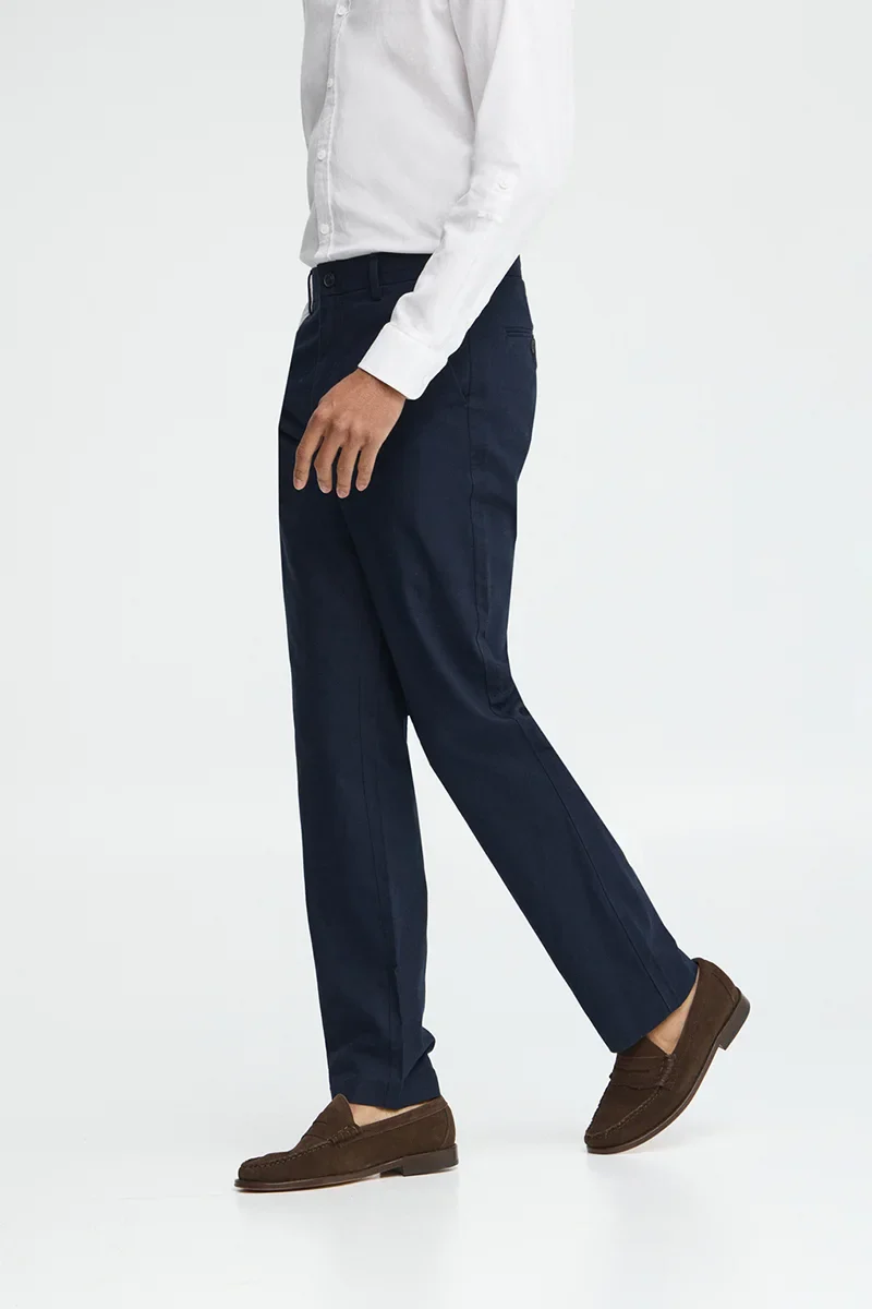 Navy-blue cotton-linen trousers Belami with regular fit and Polo Club logo - Image 4