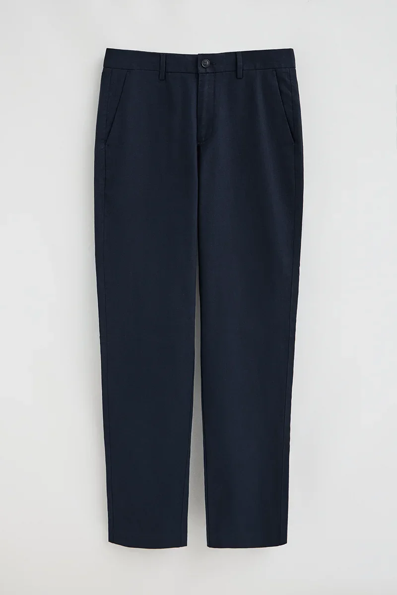 Navy-blue cotton-linen trousers Belami with regular fit and Polo Club logo - Image 6