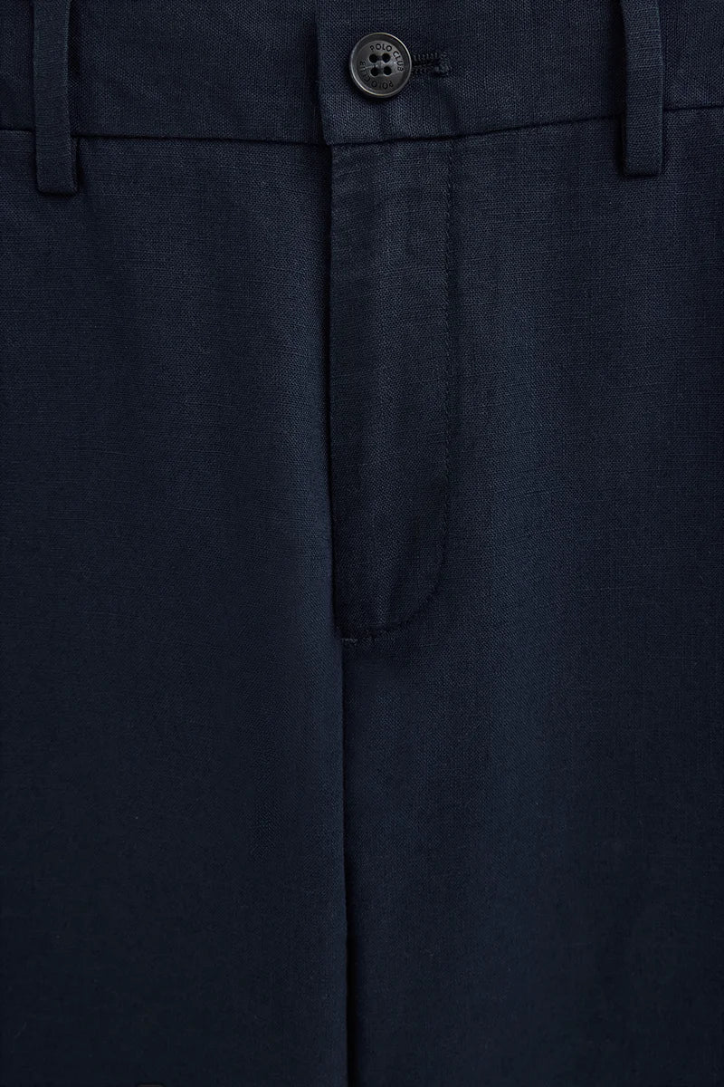 Navy-blue cotton-linen trousers Belami with regular fit and Polo Club logo - Image 7