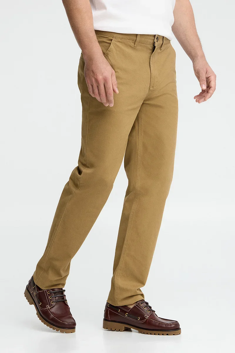 Camel slim-fit chinos with Polo Club logo - Image 3