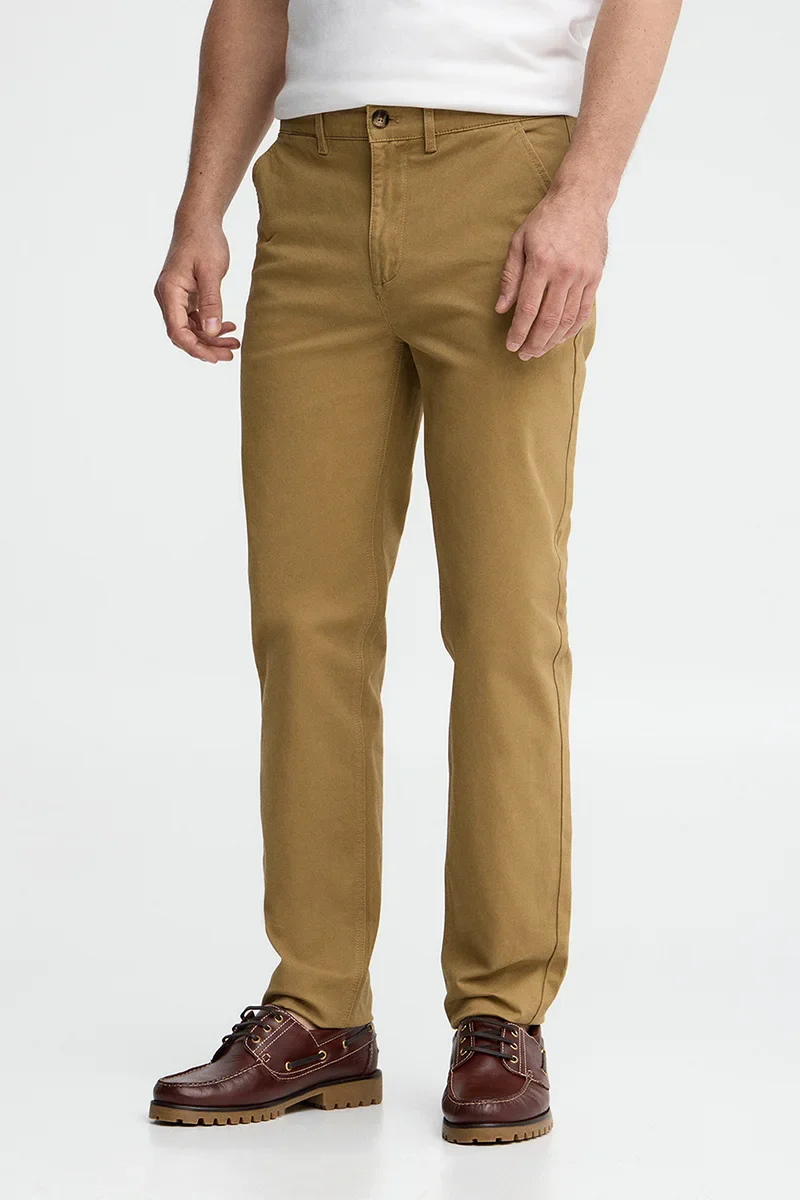 Camel slim-fit chinos with Polo Club logo - Image 4