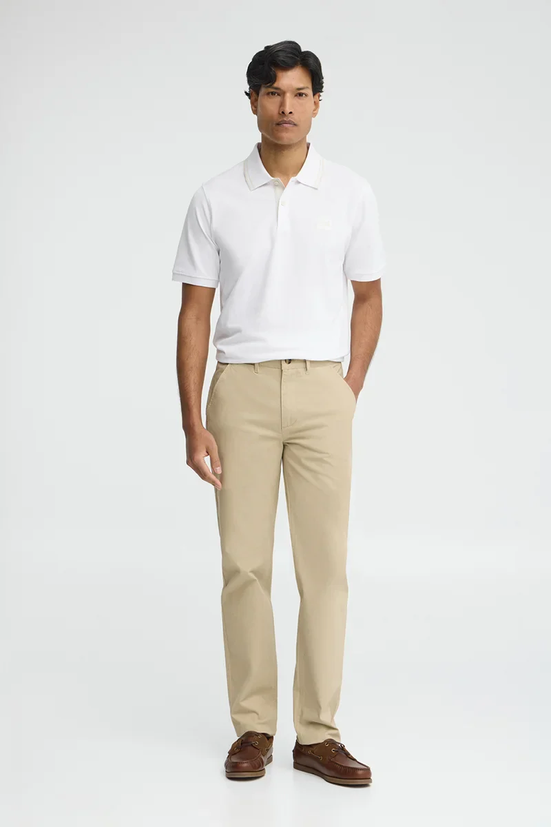 Cream slim-fit chinos with Polo Club logo